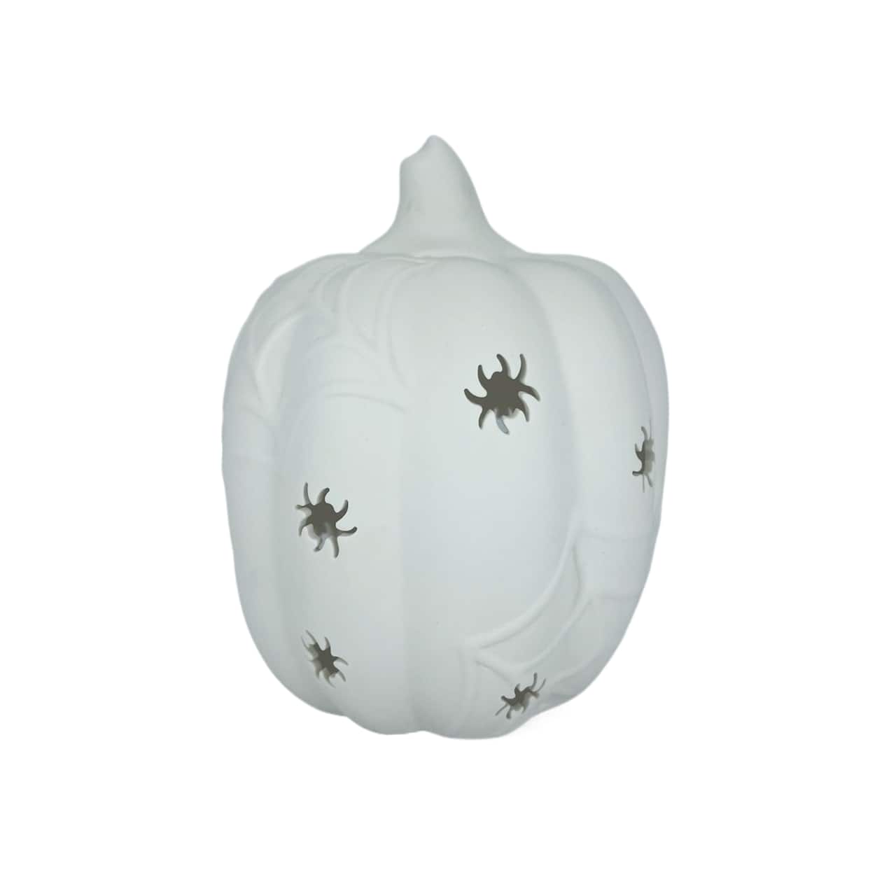 7.25" DIY Ceramic LED Pumpkin with Spiders Décor by Make Market®